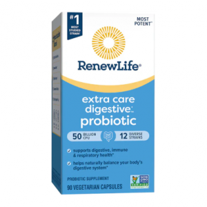 Renew Life Extra Care Digestive Probiotic, 50 Billion CFU, 90 Vegetarian Capsules