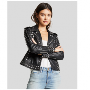 29% Off Hazel Black Studded Leather Jacket @ NYC Leather Jacket