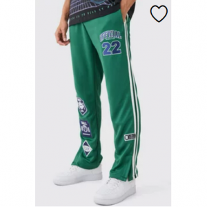 常规版型开衩下摆针织带运动裤