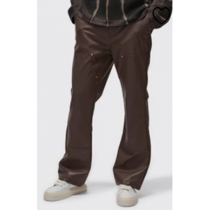 宽松喇叭 PU 木匠裤