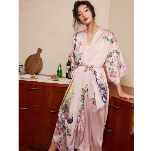 Ulivary Peacock Pink Kimono Robe