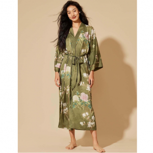 Ulivary Floral Olive Kimono Robe