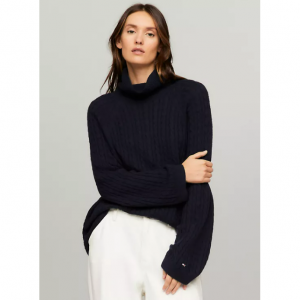 64% OFF Tommy Hilfiger Cable Knit Wool-Blend Turtleneck Sweater