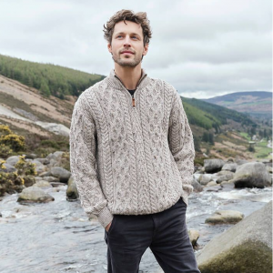 The Irish Store Signature Half Zip Irish 男士羊毛針織衫