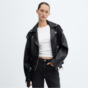 81% Off Leather-Effect Biker Jacket @ Mango Outlet