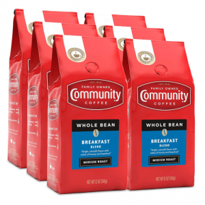 Community Coffee Breakfast Blend Whole Bean Coffee, Medium Roast,  (12 Oz, Pack of 6) @ Amazon