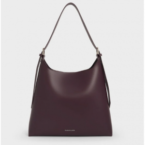 Charles & Keith Hertha Trapeze Slouchy Hobo Bag - Burgundy
