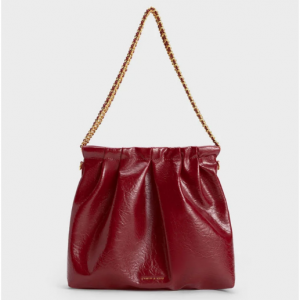 Charles & Keith Duo Double Chain Hobo Bag - Burgundy