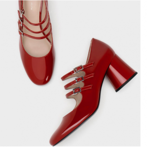 34% Off Claudie Patent Buckled Mary Janes - Red @ Charles & Keith UK