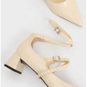 52% Off Crinkle-Effect Strappy Buckled Pumps - Beige @ Charles & Keith CA