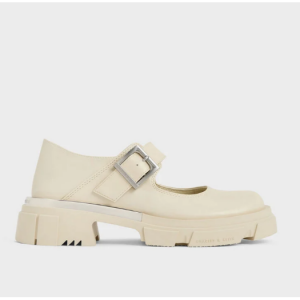 40% Off Dakota Metallic Accent Mary Janes - Chalk @ Charles & Keith HK