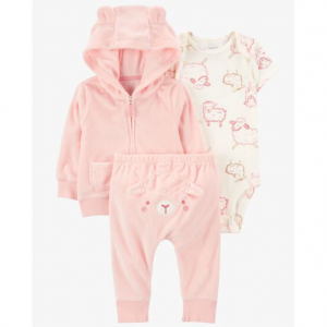 婴儿三件套绵羊小夹克套装