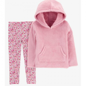 幼儿两件套毛绒套头衫和紧身裤套装