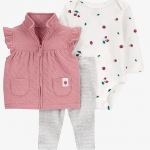 婴儿三件套绗缝小背心套装