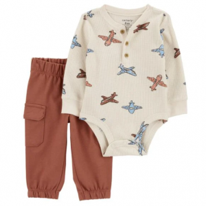 婴儿两件套飞机连体衣裤套装