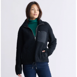 Buffalo David Bitton Sena Women's Sherpa Jacket with Chest Pocket, Black - JK0036F 羊羔毛夾克