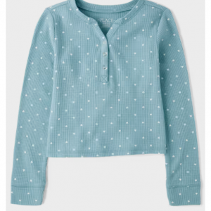 女童印花保暖亨利衫