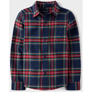 男童格子牛津钮扣衬衫