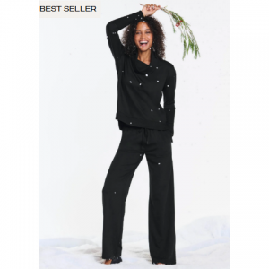 柔软羊毛绒宽腿裤