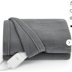 Sunbeam Throw Grey Fleece, 4 Heat Settings, 50” x 60” for $19.72 @Walmart