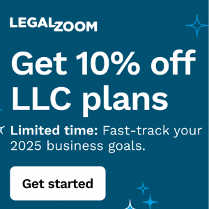 Get 10% off LLC plans from LegalZoom