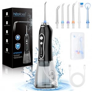 H2ofloss Water Dental Flosser Teeth Pick -Portable Oral Irrigator with 5 Modes Black @ Amazon