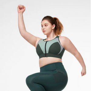 Yvette Power Zip Color Clash Padded Running Bra