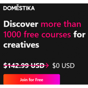 Discover more than 1000 free courses for creatives @ Domestika, value $142.99