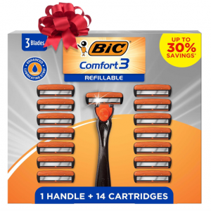 BIC Comfort 3 三層刀片 剃須刀套裝 1個手柄+14件替換刀頭 @ Amazon