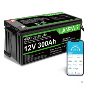 LANPWR - LANPWR 12V 300Ah LiFePO4电池，蓝牙5.0，功率2560W，3840Wh，5折