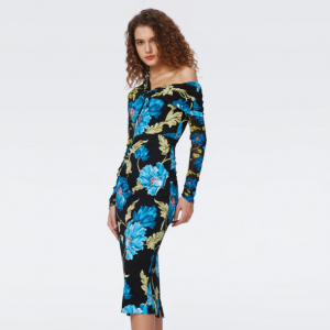 60% Off Rich Dress in Huge And Tiny Hendrix Floral Dark Teal @ Diane von Furstenberg UK