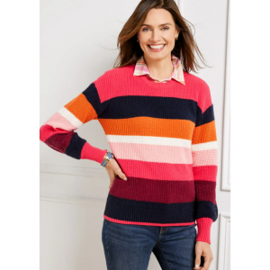 混合针法圆领毛衣