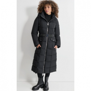 72% Off DKNY Box Quilt Long Puffer With Belt @ DKNY