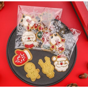 NPLUX 100PACK Christmas Treat Bags Self Adhesive Cookie Bags Snowflake Gift Bags @ Amazon