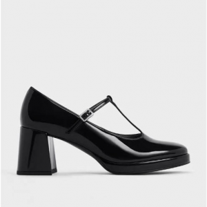 Charles & Keith Crystal-Buckle T-Bar 玛丽珍高跟鞋