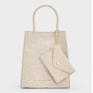 Charles & Keith Matina Linen Elongated 托特包