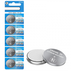 letoom CR2450 Battery 3V Lithium Coin Cell - for Watches, Calculators, Medical Devices (5 Pack)