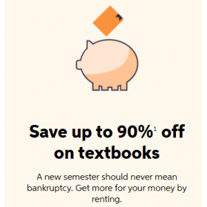 Save up to 90% off on textbooks @ Chegg, 21-day risk free returns