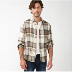 50% Off Sander Men's Long-Sleeve Shirt in Fern Plaid @ Buffalo David Bitton CA