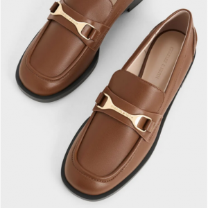 31% Off Leslie Metallic-Accent Loafers - Cognac @ Charles & Keith UK 