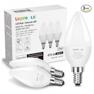 Lepro E12 LED Candelabra Light Bulbs, 3-Pack @ Amazon