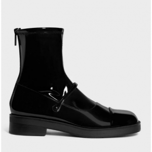 41% Off Front-Strap Ankle Boots - Black Box @ Charles & Keith CA