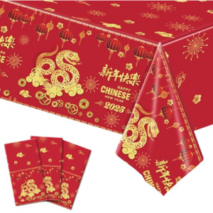 sjay 2025 年農曆新年桌布裝飾品,3件