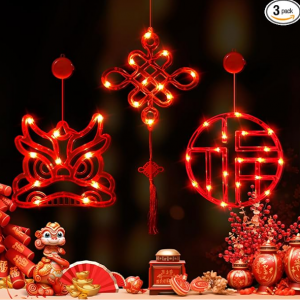 OLStar 2025 年農曆新年裝飾品,春節窗燈,3件裝