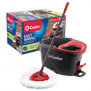 O-Cedar EasyWring Microfiber Spin Mop, Bucket Floor Cleaning System, Red, Gray @ Amazon