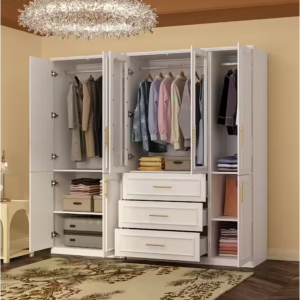 FUFU&GAGA 3-Combination White Wood 79.1 in. W 8-Door Big Armoires