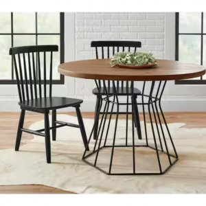 StyleWell Black Windsor Solid Wood Dining Chairs (Set of 2)