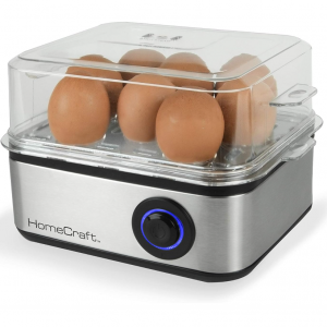 Nostalgia HomeCraft Premium Stainless Steel 8 Capacity Electric Large Hard-Boiled Egg Cooker Poach