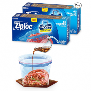 Ziploc Gallon Food Storage Freezer Bags, Stay Open Design with Stand-Up Bottom, 120 Bags Total