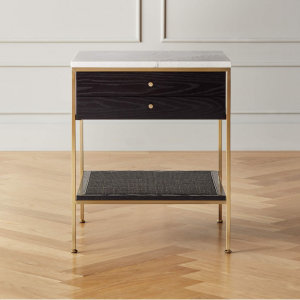 Connoisseur 2 抽屉黑橡木床头柜配大理石台面